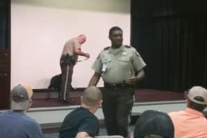 Col. Eric Bryant (front) of the Sumter County Sheriff’s Department was a featured guest speaker at a recent informational session that was held for dorm students at SGTC. Their topics included sexual assault, dating violence, and possession of illegal substances. 