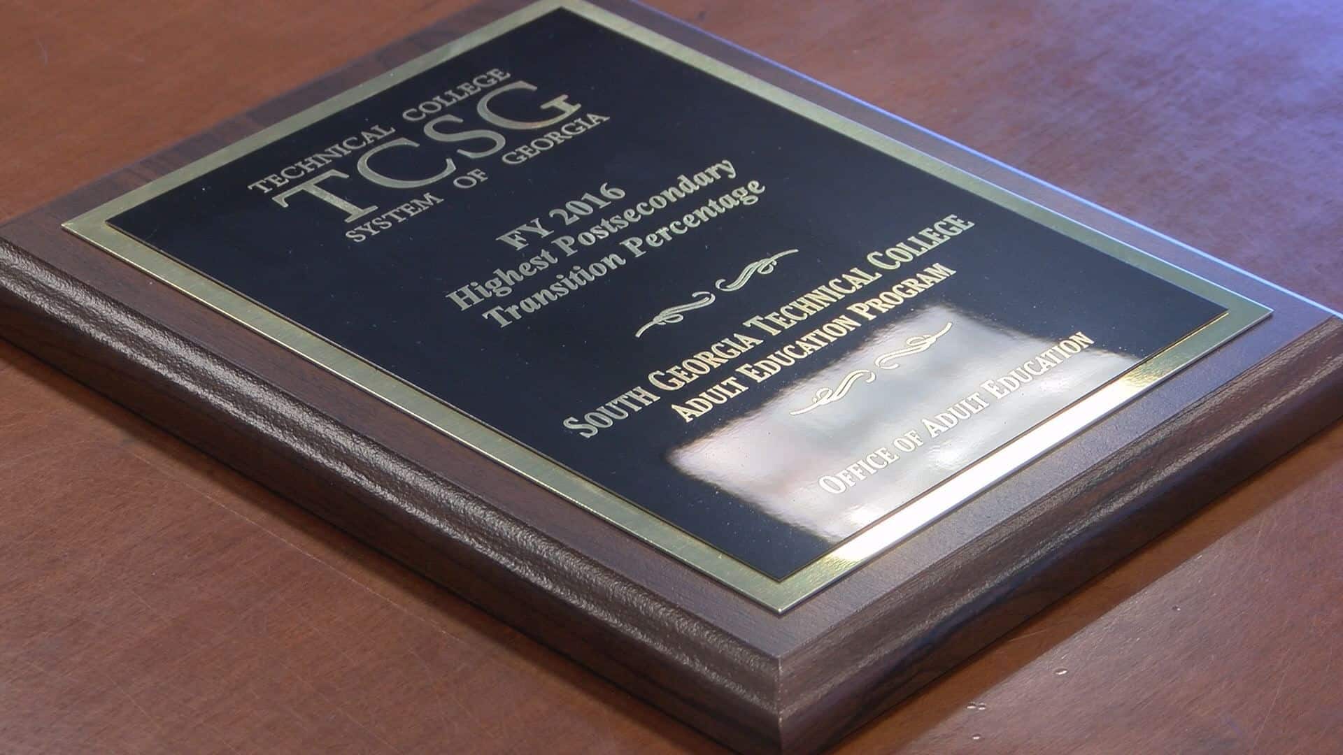 The award recognizes SGTC adult education accomplishments.
