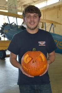 3.Drew Wohrley of the Aviation Powerplant program was the carver for the winning pumpkin in the Americus campus pumpkin carving contest. His pumpkin displayed the best carving skills of those submitted for judging. 