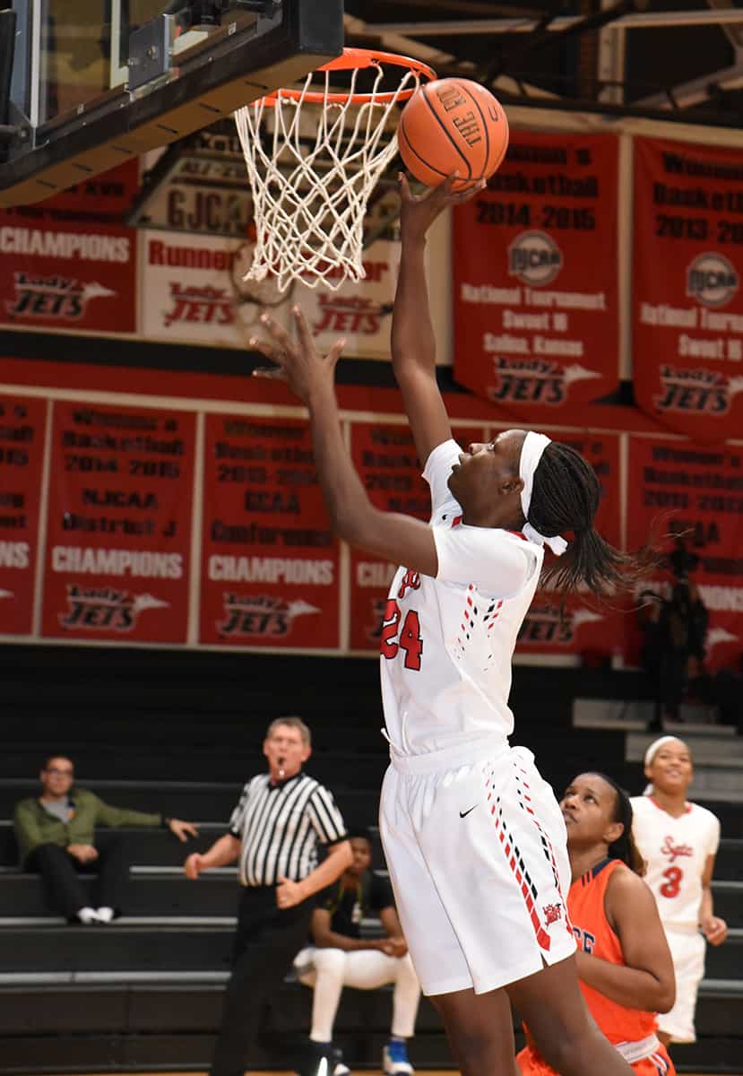 Sophomore forward Esther Adenike, 24, had a big game against Wallace State scoring 23 points and pulling down 13 rebounds.