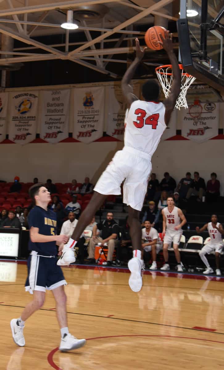 Marquel Wiggins (34) led the Jets in scoring with 18 points in the win over Wake Tech in the Jets Holiday Classic.