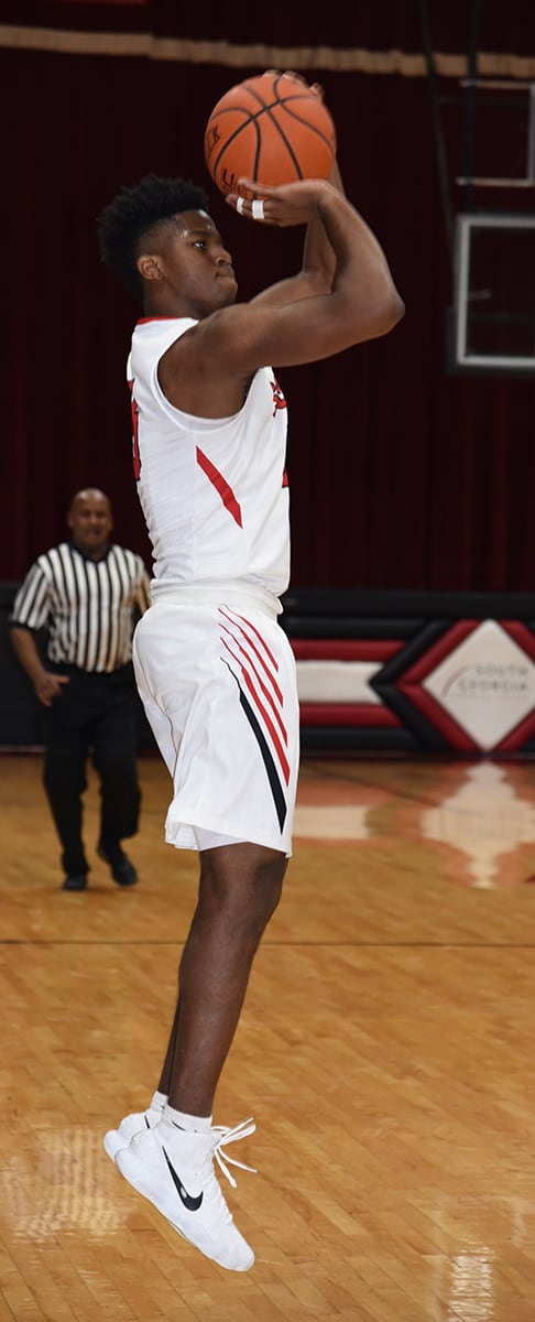 Mike Boone (5) is shown above and he was the top scorer for the Jets against East Georgia.