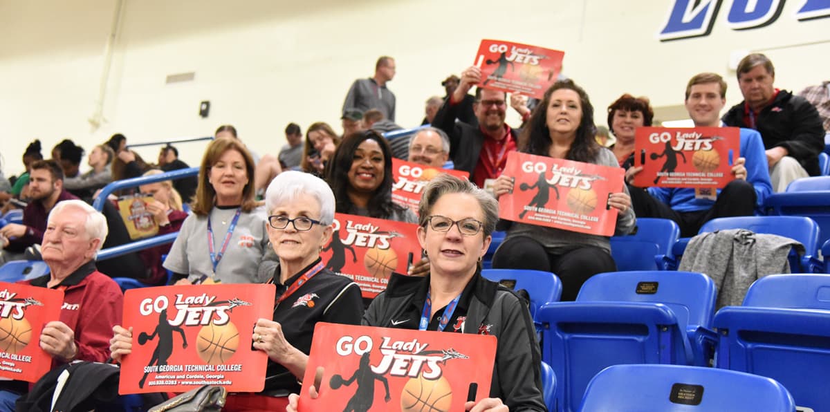 The SGTC fans helped cheer the Lady Jets to victory in the first round of the NJCAA National Tournament.