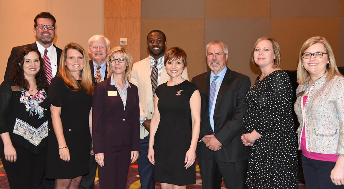 Shown (l to r) are South Georgia Technical College President Dr. John Watford, SGTC webmaster Valerie Hines, Crisp County IDC’s Christy Bozeman and Board member Dickie Dowdy, SGTC’s Dean of Enrollment Management at the Crisp County Center Julie Partain, Goldens’ Foundry’s Marcus Payne, GDED’s Anna Hurt, Goldens’ Foundry’s Bill Vanness, GDCA’s Casey Beane, and SGTC’s Director of Business and Industry on the Crisp County Center campus Michelle McGowan.  Not shown is Goldens Foundry’s George Boyd, Sr.