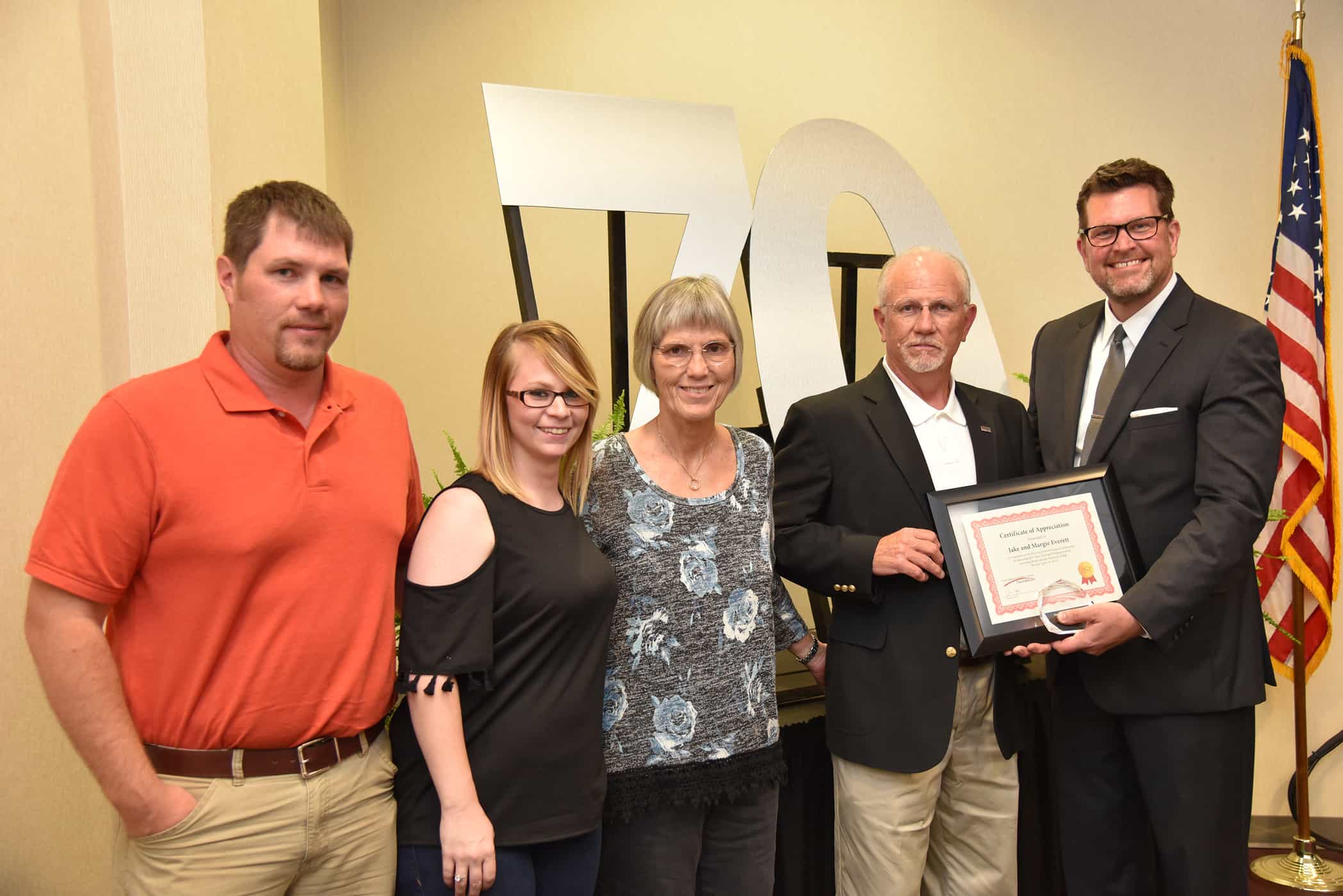 Dr. John Watford, President of South Georgia Tech is shown above recognizing the Jake Everett family for their endowment of the Rose Ann Everett scholarship for John Deere Tech and Welding students in memory of their daughter Rose Ann Everett. Shown above (l to r) are Jayson and Linda Everett and Margie and Jake Everett.