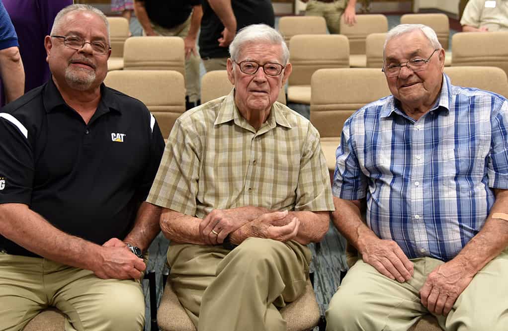 Rick Davis is shown with his Diesel Instructor Jack Busby and his dad, Jerry Davis of Buena Vista.  Jack Busby was the SGTC Diesel Instructor that taught Rick Davis in 1978.