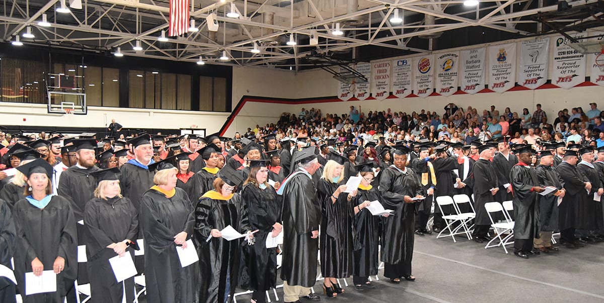 A large crowd attended the SGTC Spring 2018 graduation ceremony recently in the James S. Peters gymnasium. 