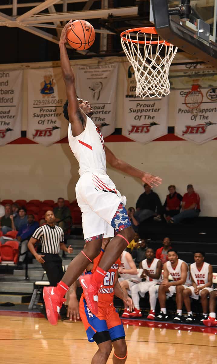 Nick Cummings, 11, goes up for the dunk.