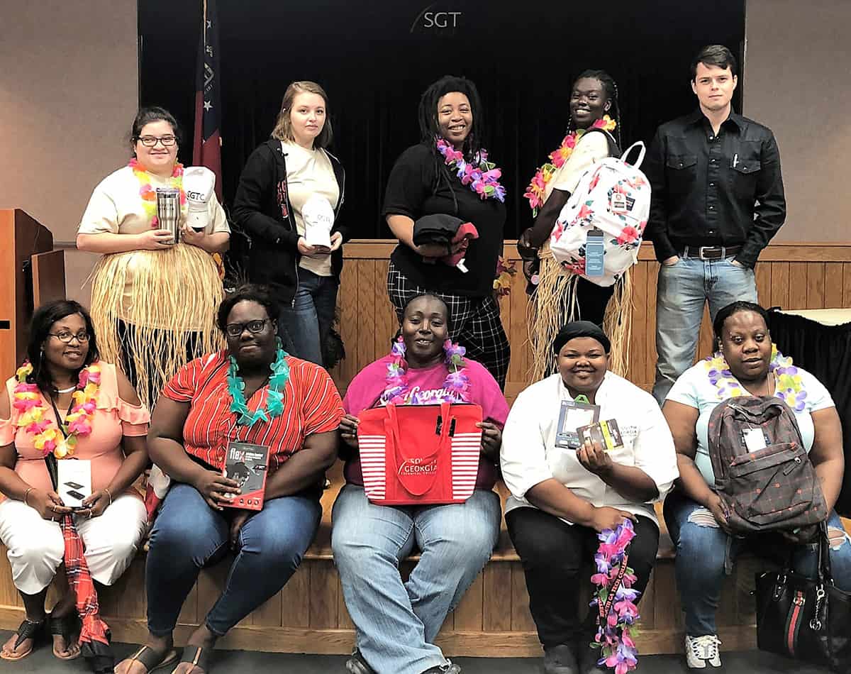 Shown above are the SGTC summer semester students who won big at Bingo during the luau celebration.