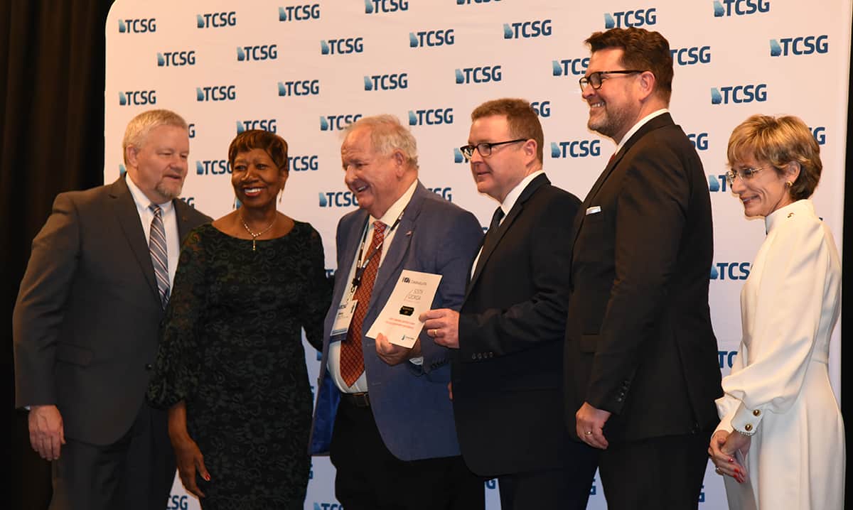  Technical College System of Georgia Commissioner Matt Arthur is shown above with TCDA and SGTC Board member Janet Siders, SGTC Board of Directors Chair Jimmy Davis, SGTC Vice Chair Don Porter, and SGTC President Dr. John Watford along with TCDA Executive Director Adie Shimandle.  The board members accepted the SGTC Board’s 100% certificate for the 2019 year at the TCSG Leadership Conference in Savannah.