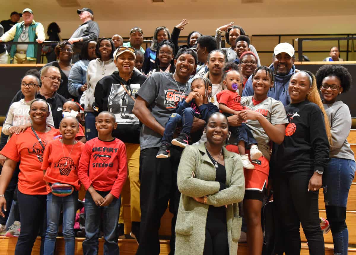 Niya Goudelock came to the Lady Jets from South Carolina and she brought a huge cheering section to Spartanburg SC, to help cheer on the Lady Jets.