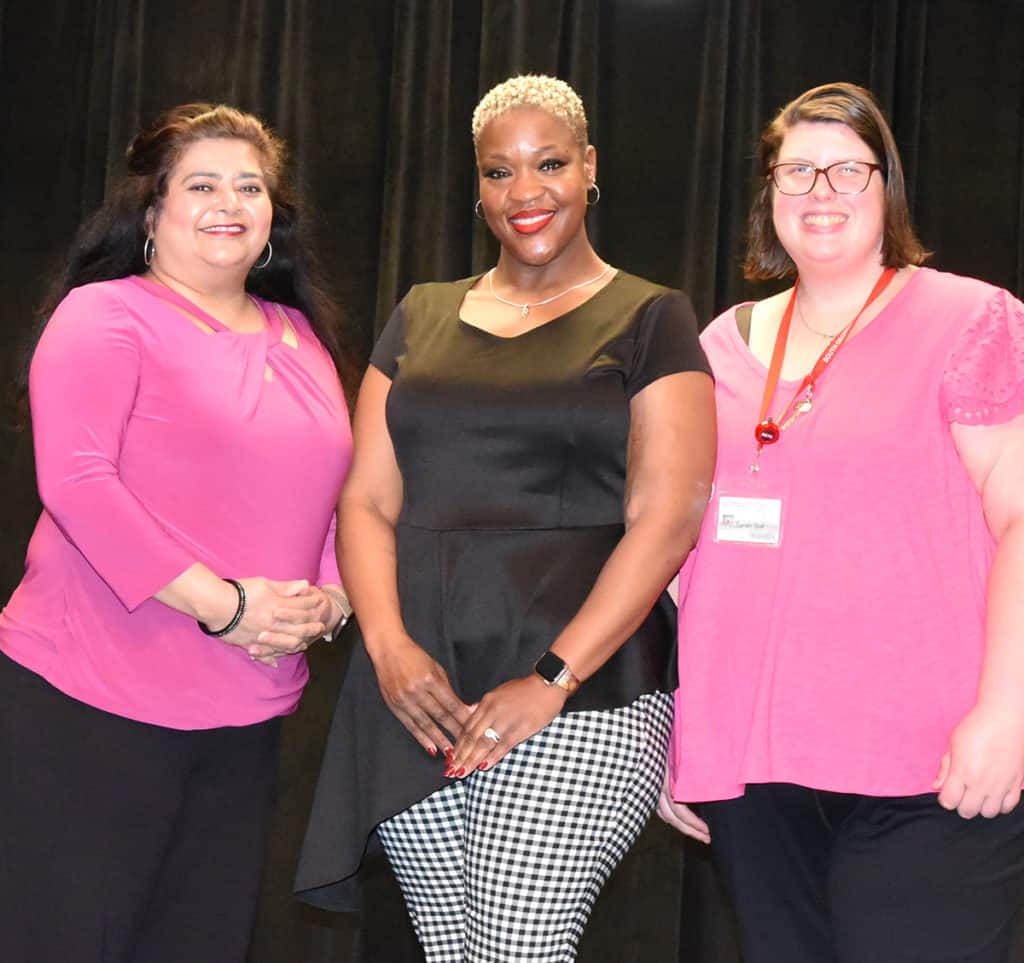 Pictured left to right are SGTC WIOA coordinator Sandhya Muljibhai, air conditioning student Shannon Jones, and WIOA Administrative Assistant Sarah Teal.