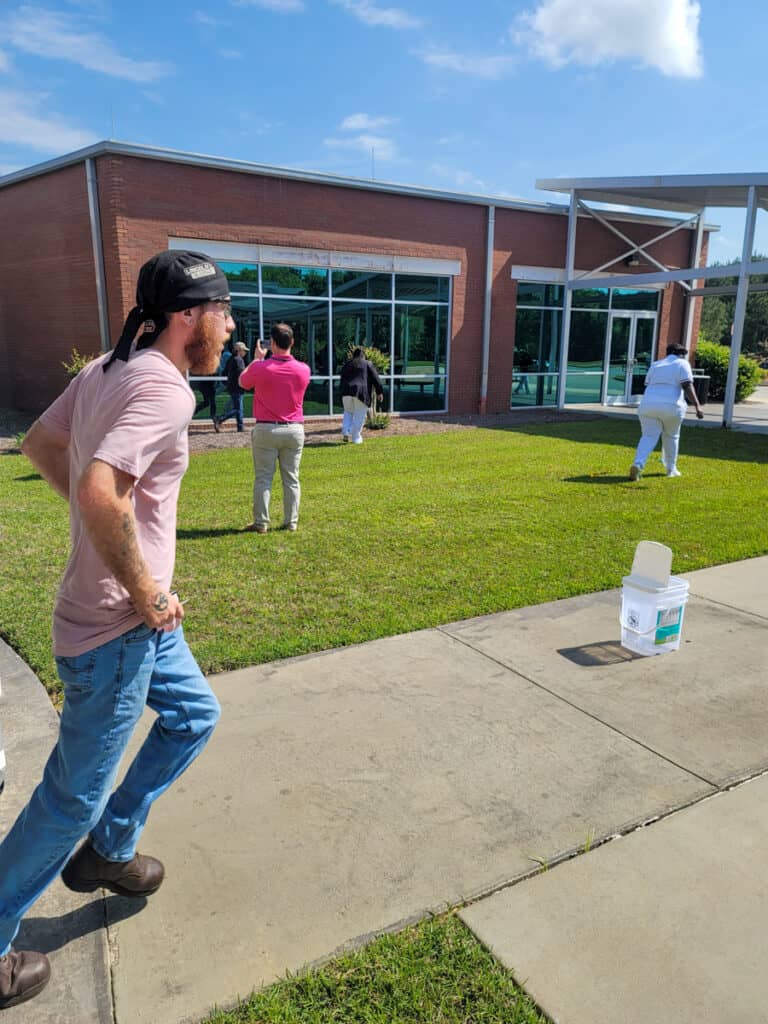 Student hunting for eggs