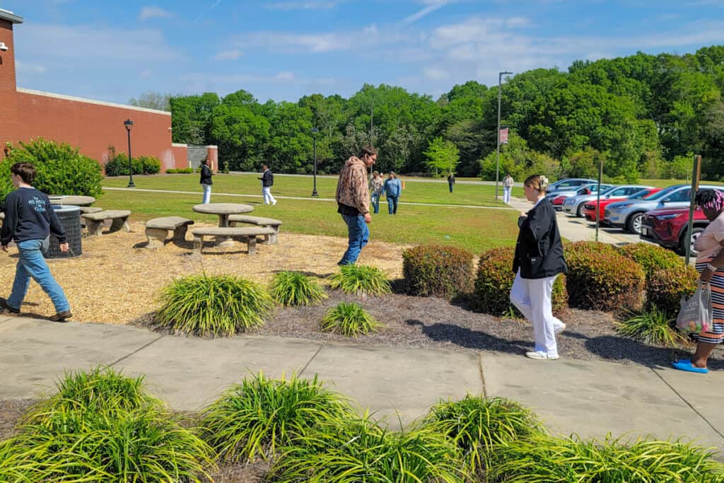 Students hunting for eggs