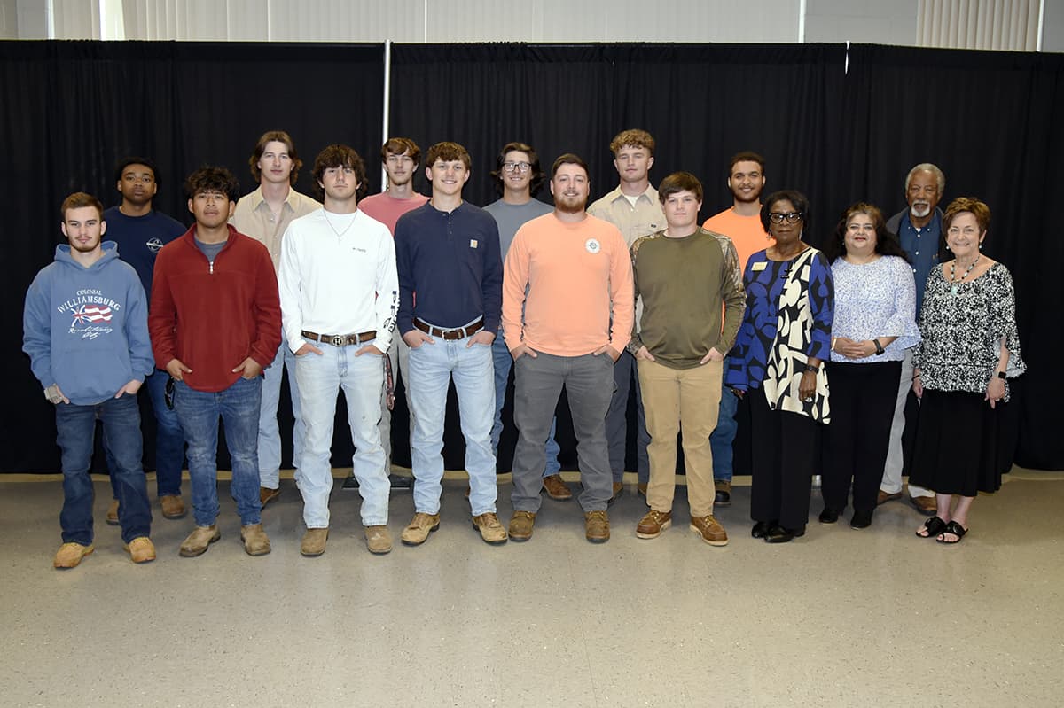 Pictured are members of the SGTC Electrical Lineworker Apprentice class #62 with (r-l) SGTC Dean of Adult Education Lillie Ann Winn, instructor Sidney Johnson, WIOA Coordinator Sandhya Muljibhai, and Career Service Director Cynthia Carter.