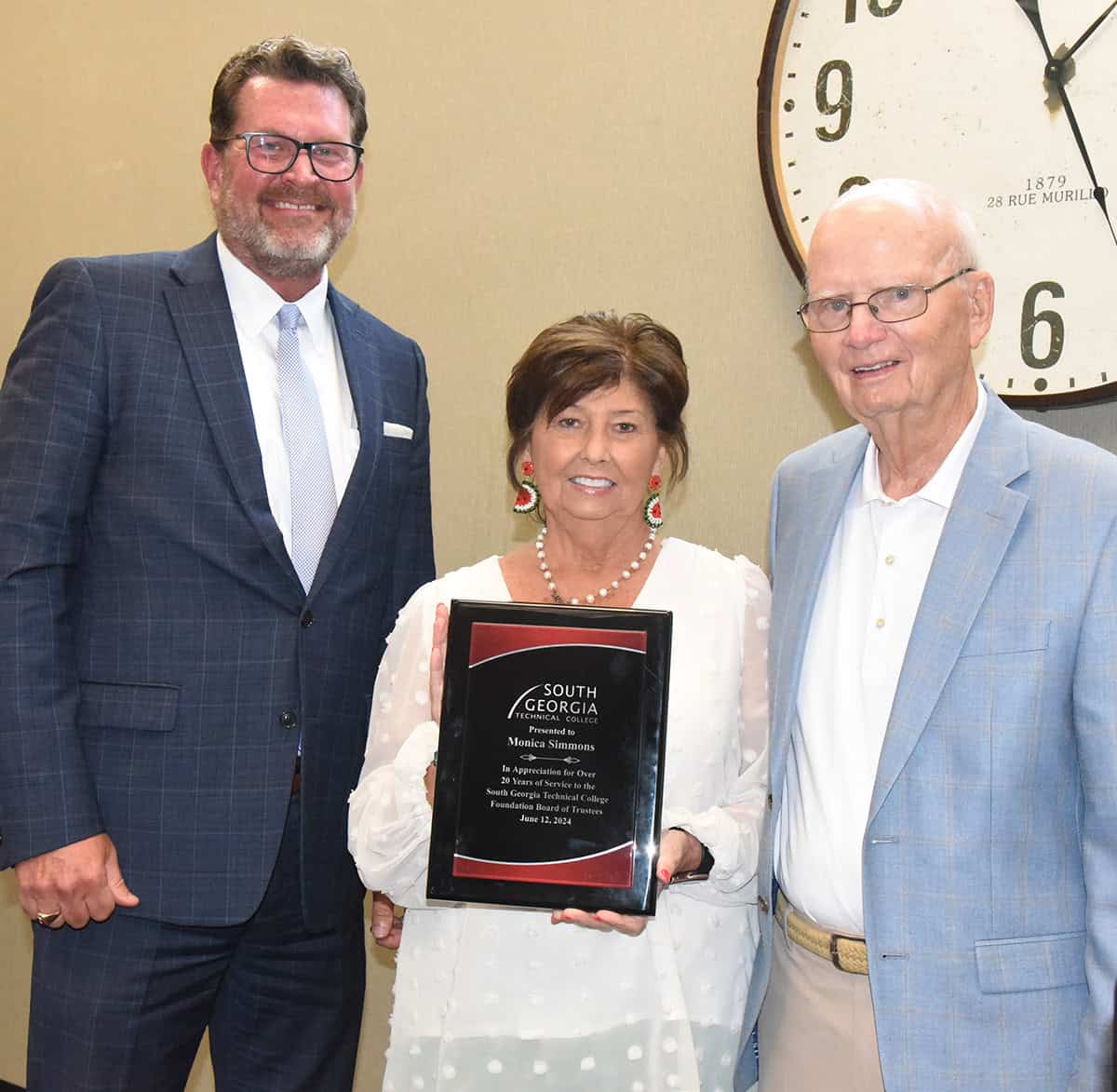 SGTC President Dr. John Watford (l) is shown above with SGTC Foundation Trustee Monica Simmons (c) and SGTC Foundation Chairman Bill Harris (r). Simmons is rotating off the SGTC Foundation Board of Trustees after over 20 years of service.