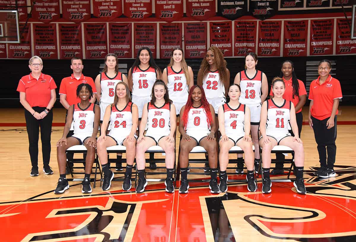Shown above are the members of the 2023 – 2024 SGTC Lady Jets that finished the season with the ninth highest GPA in the Nation in the NJCAA Division I Women’s Basektball league.
