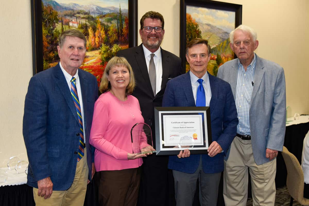 SGTC President Dr. John Watford is shown above (c) with Citizens Bank employees and Board members. Shown above are: Board member Joe Hooks, VP Kathleen Tucker, President Rick Whaley and Board member Russell Thomas.