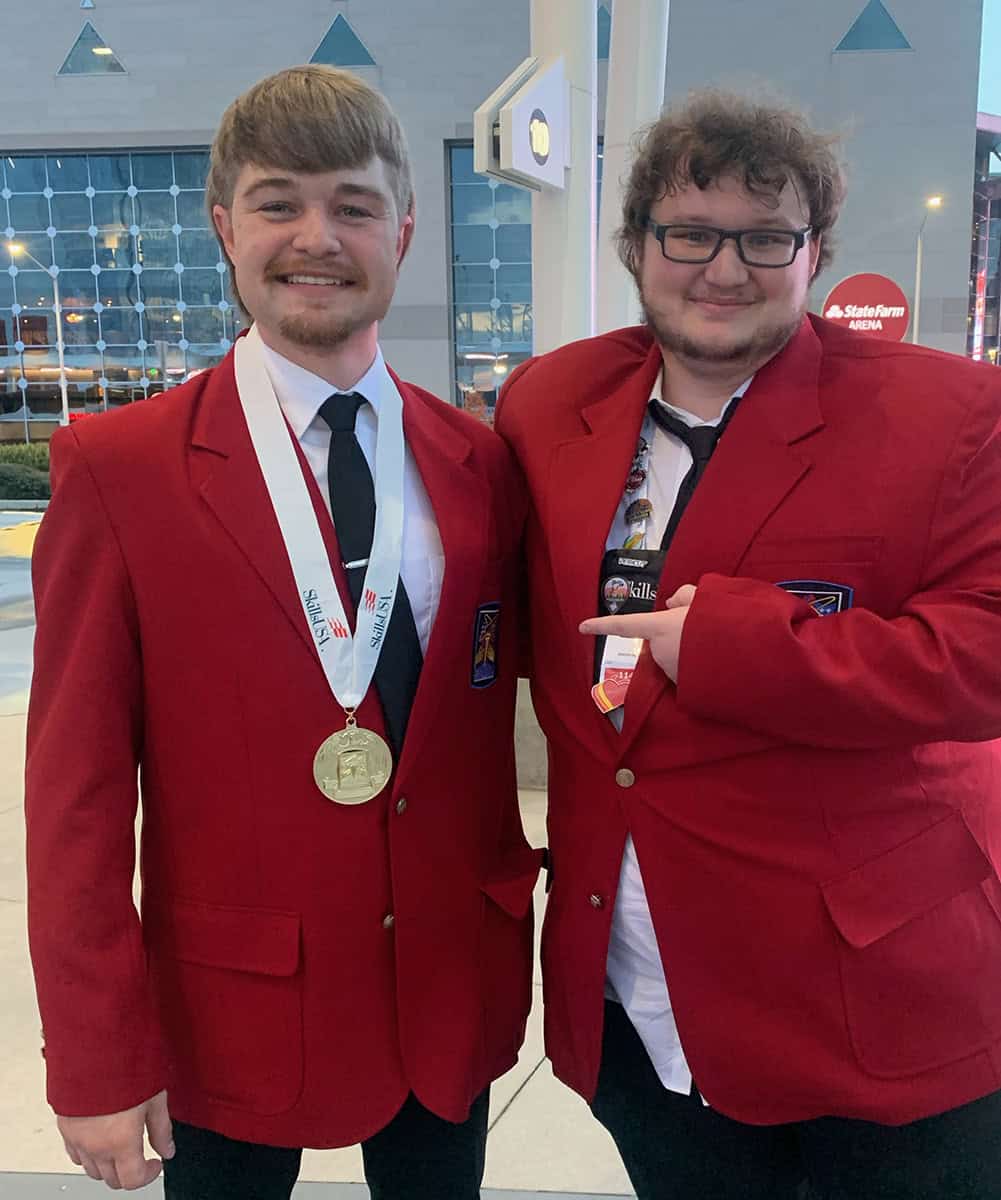 SGTC Aviation Maintenance Technology SkillsUSA Gold Medal National winner Andrew Daniel is shown above (left) with another SGTC student competing at the national level, Blake Archer from Precision Machining and Manufacturing. Both students won Gold Medal at the Georgia SkillsUSA competition to be eligible to compete against the best of the best in the SkillsUSA Nationals