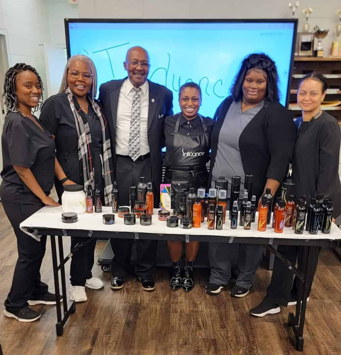 SGTC Cosmetology instructor Dorothea McKenzie is shown above thanking Frederick Bryant and Angie Lundy for speaking to the class. Also shown is SGTC’s Rebecca Simon Thompson and Adrian Clayton.