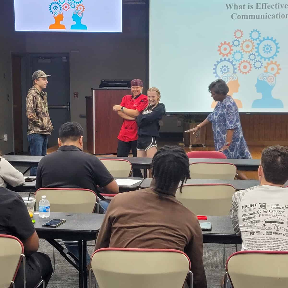 Students at SGTC’s Crisp County Center participate in a role-playing exercise during a recent workshop on effective communication.