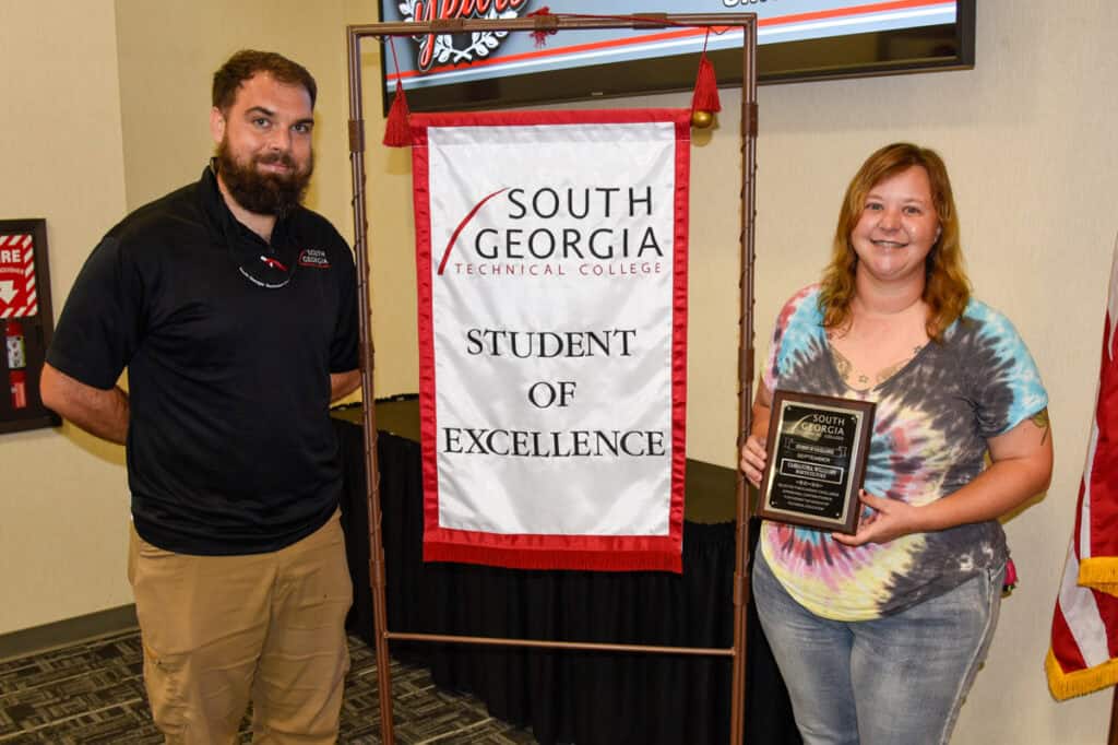 SGTC Student of Excellence overall winner Cassandra Williams (right) with Horticulture instructor Brandon Gross.