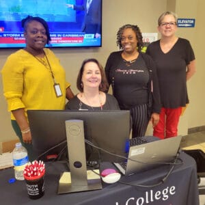 Pictured (l-r) are Stewart County school counselor Demetria Norris with SGTC employees Kari Bodrey, Jennifer Robinson, and Terri Battle during a recent job-shadowing experience for Norris through SGTC Career Services.