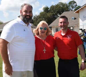 Allene Reeves is shown above with SGTC Jets head coach Chris Ballauer, and SGTC Athletic Director and Lady Jets head coach Jason Carpenter.