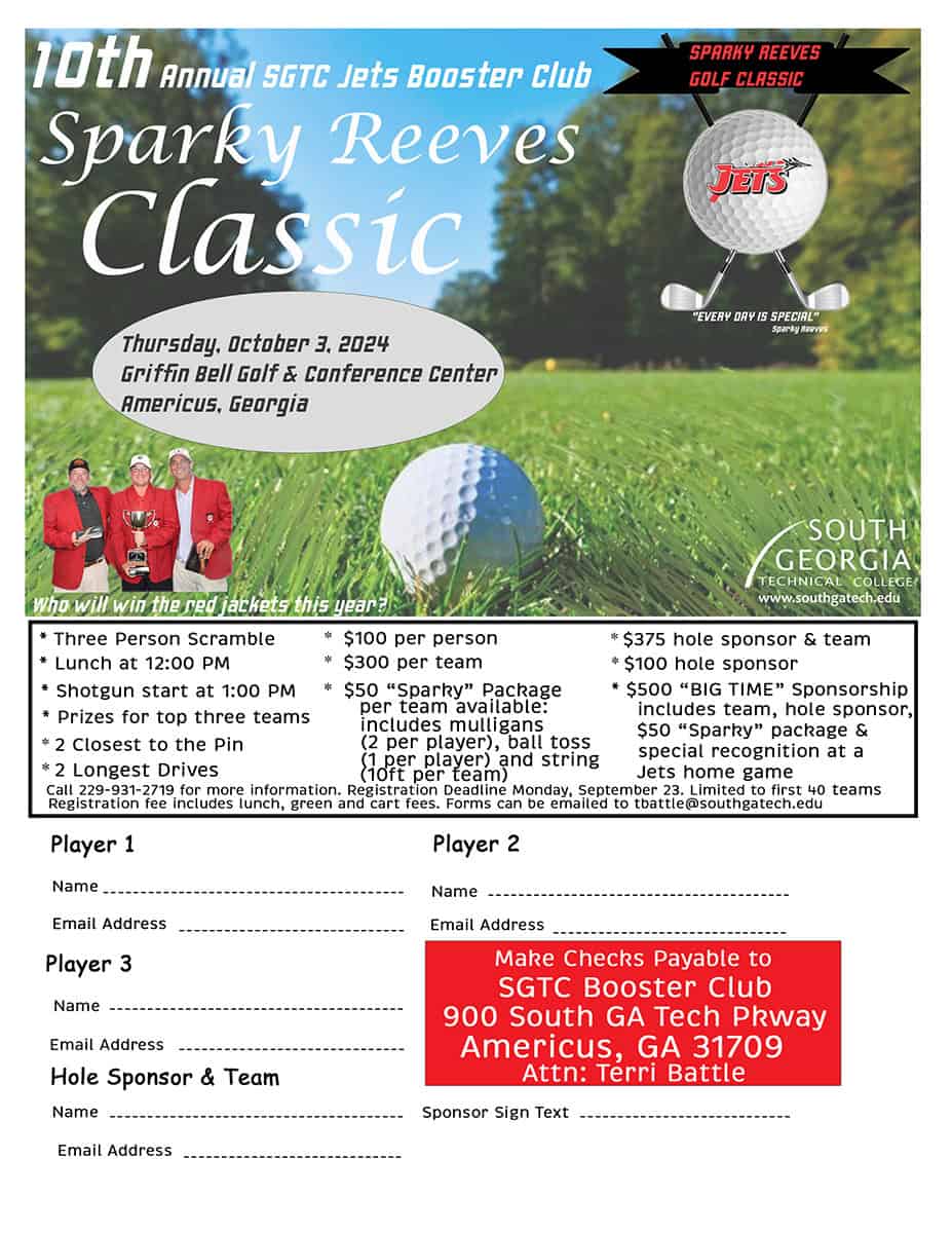 10th annual Sparky Reeves Classic Golf Tournament planned for Thursday, October 3.