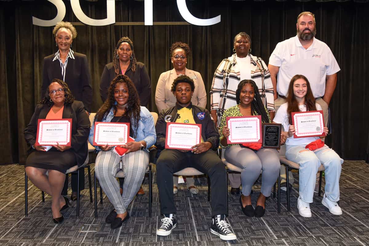 Seated (l-r) are SGTC Student of Excellence nominees Debra Monts, Makayla McCants, Jakari Brown, Timia Mitchell, and Maria Favero. Standing (l-r) are instructors Brenda Boone, Sharon Smith, Veronda Cladd, Mary Cross, and Chris Ballauer.