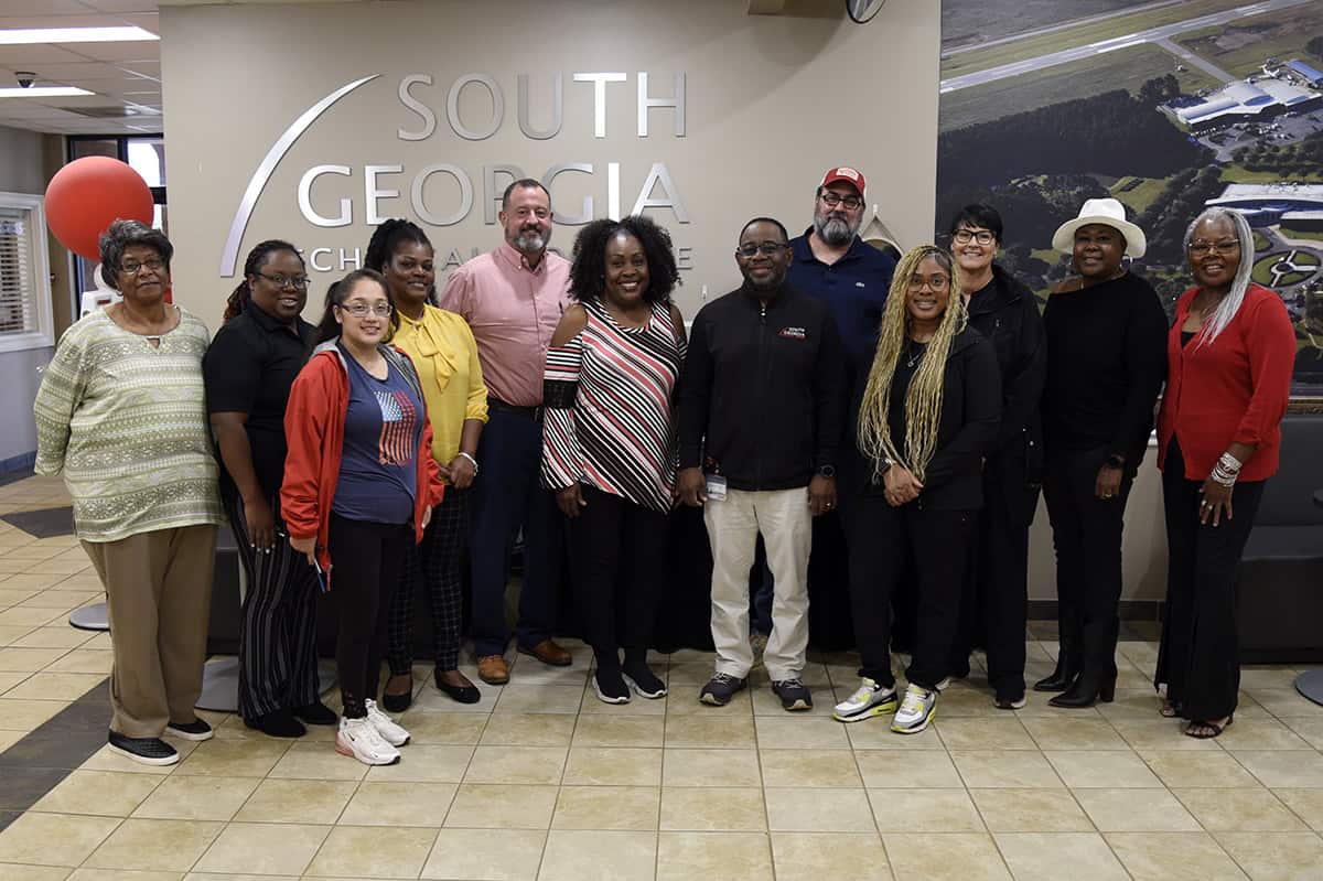 Pictured from left to right are members of the SGTC Cosmetology and Barbering advisory committee Martha Bruce, Alecia Pinckney, Fabiola San Martin Garcia, Katrice Martin, Greg Long, Kimbrell Harris, Andre Robinson, Brandon Price, Jessakeetha Maddox, Maryann Reiselbara, Tracy Finch, and Dorothea Lusane McKenzie.