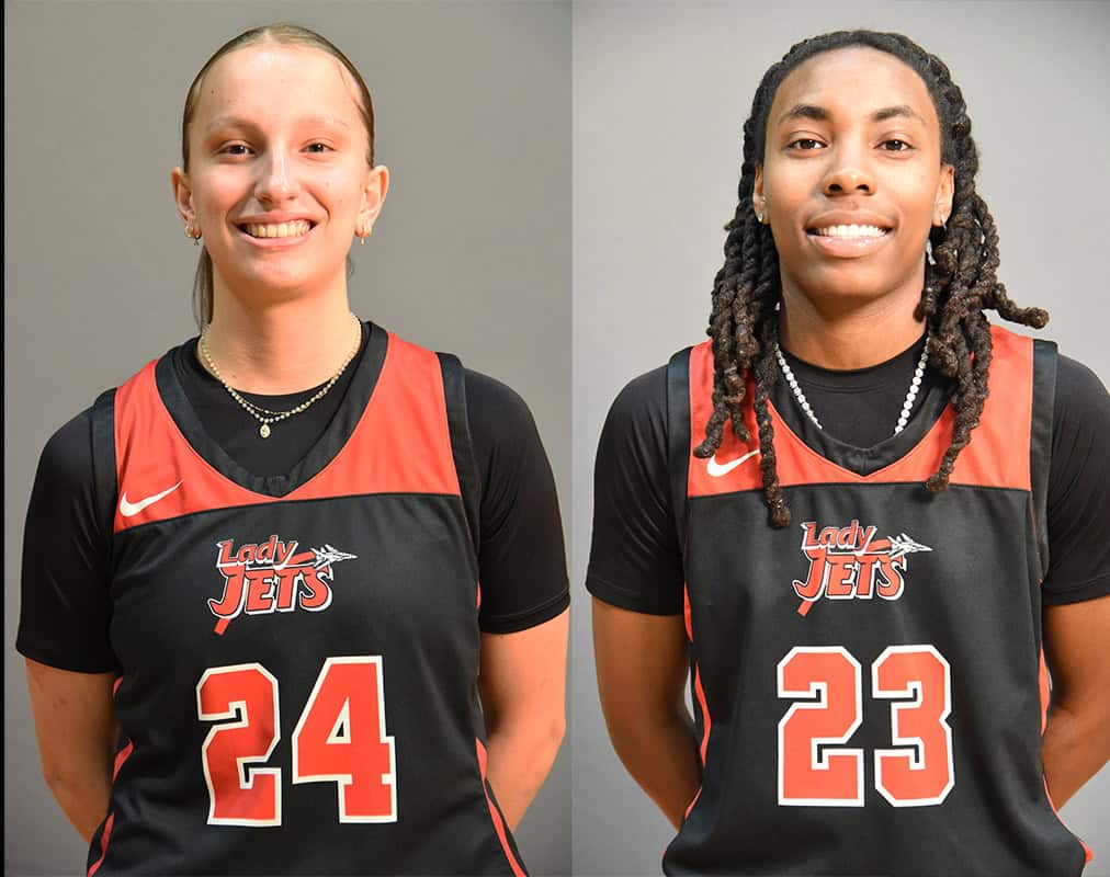 Enola Papin (24) and Jamiah Gregory (23) led the Lady Jets in scoring in their opening season victories in Florida.