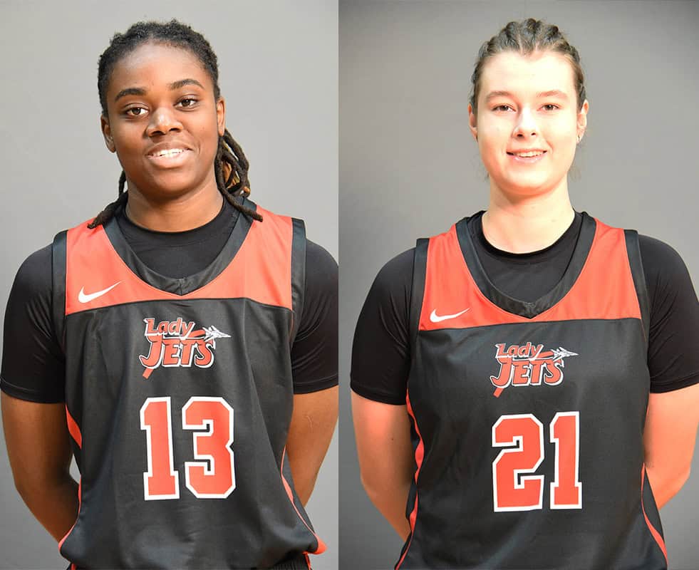 Stephie Salumu (13) and Mariia Ignatchenko (21) were the top scorers for the Lady Jets in the Tallahassee Community College Classic.