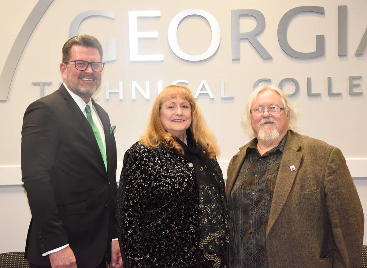 South Georgia Technical College President Dr. John Watford is shown above (l to r) with Royce Ann and Phil Martin, who have established Aviation Maintenance Scholarships at SGTC. Dr. Royce Ann Martin, is an alumna of the South Georgia Tech Aviation Maintenance program and was the college’s first state GOAL (Georgia Occupational Award of Leadership) winner. She is giving back so others can excel in the aviation maintenance field.