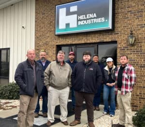 South Georgia Technical College Industrial Systems and Electrical instructor Patrick Owen, SGTC Welding Instructor Thomas Mayo along with Precision Machining and Manufacturing Instructor Jake Pitman and Industrial Electrical Instructor Jeff Sheppard are shown above with Helena Plant Manager Joshua Branch, Operations Manager Zach Whiddon, and Simon Mejias Plant Engineer.