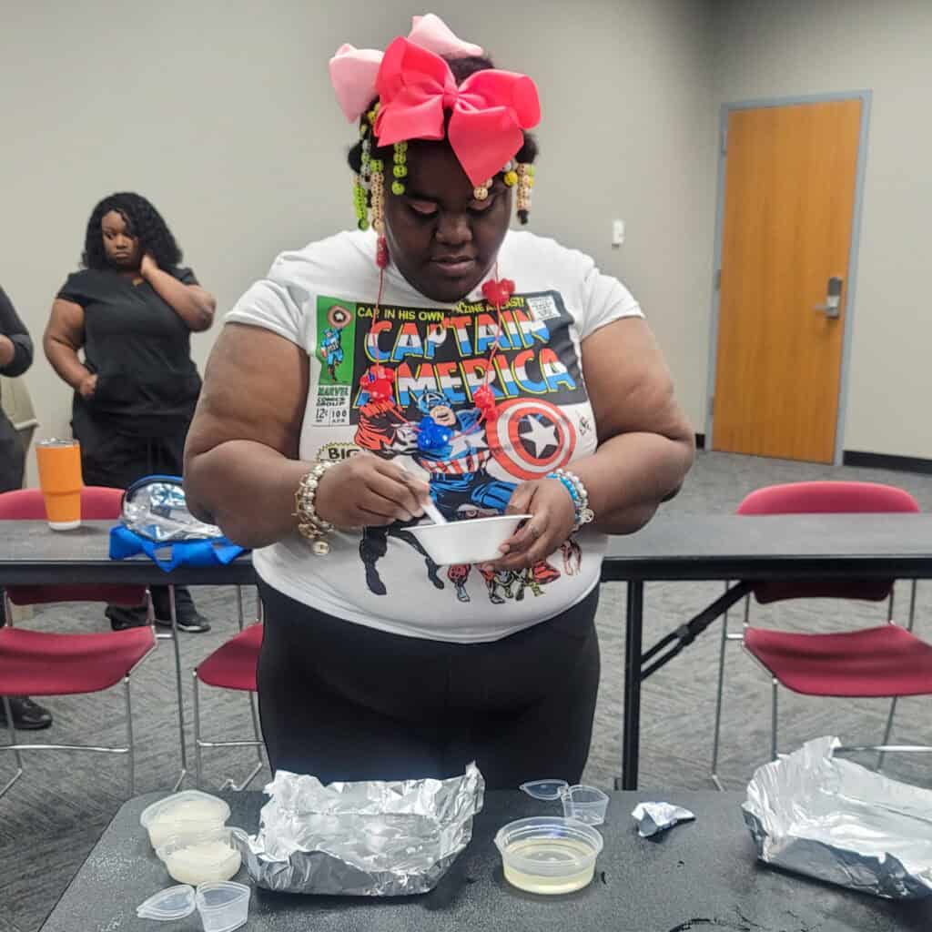 Students at the SGTC Crisp County Center participate in the recent Make Your Own Sugar Scrubs Event.