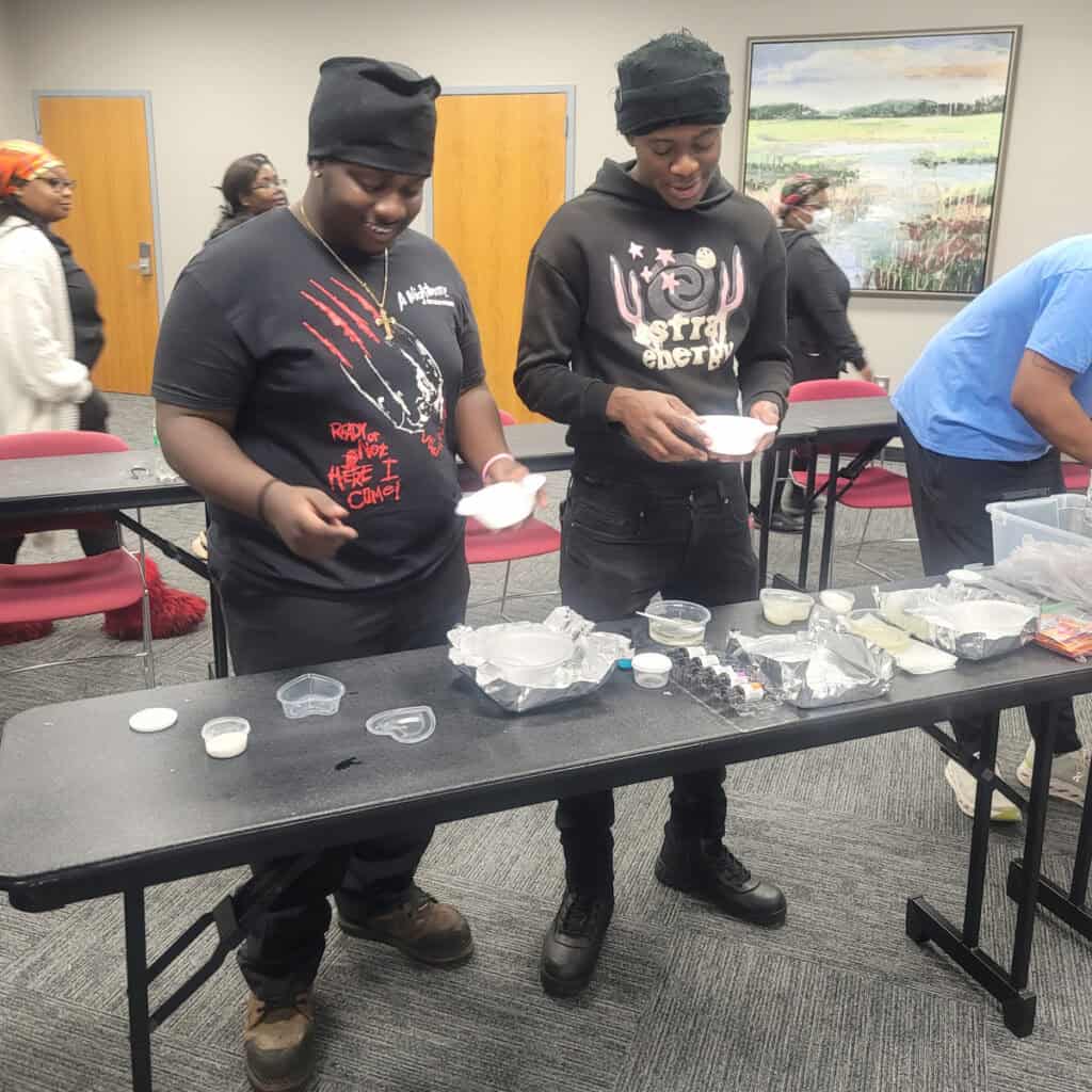 Students at the SGTC Crisp County Center participate in the recent Make Your Own Sugar Scrubs Event.