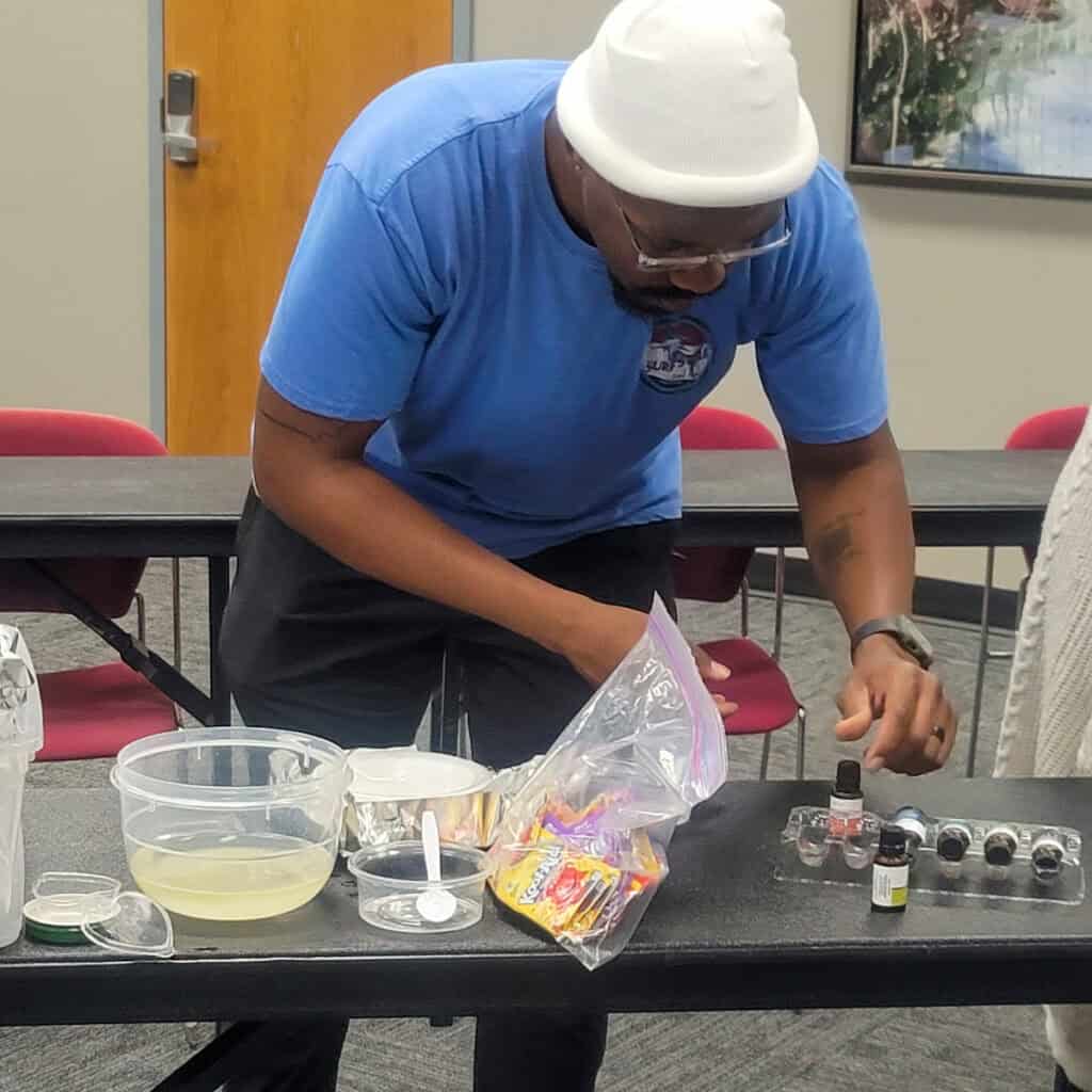 Students at the SGTC Crisp County Center participate in the recent Make Your Own Sugar Scrubs Event.