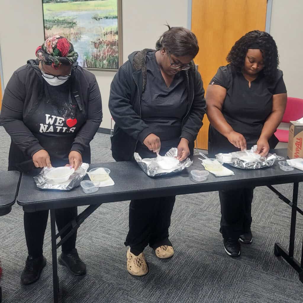 Students at the SGTC Crisp County Center participate in the recent Make Your Own Sugar Scrubs Event.