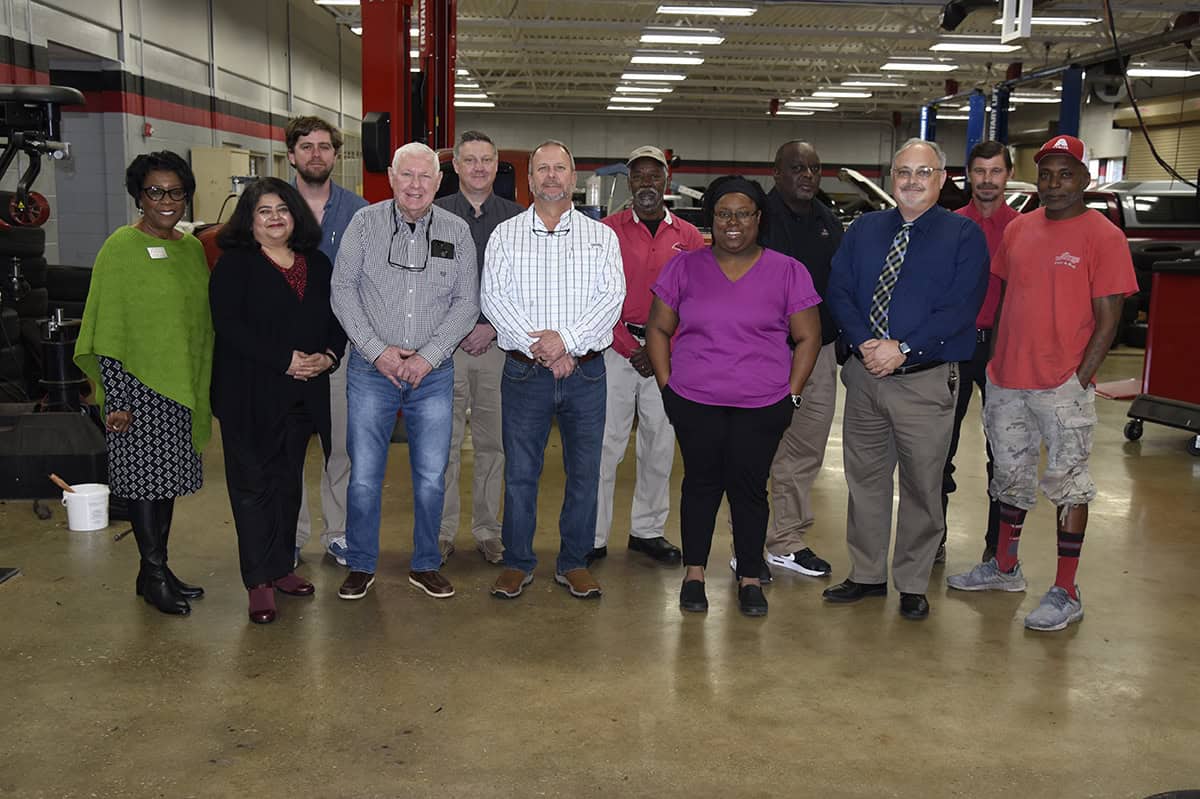 Pictured are members of the SGTC automotive program advisory committee (l-r) Cynthia Carter, Sandhya Muljibhai, Jacob Smith, John Beaver, Kevin Beaver, Ron Peacock, Carey Mahone, Alecia Pinckney, Starlyn Sampson, Dr. David Finley, Brandon Dean and Henry Snipes.