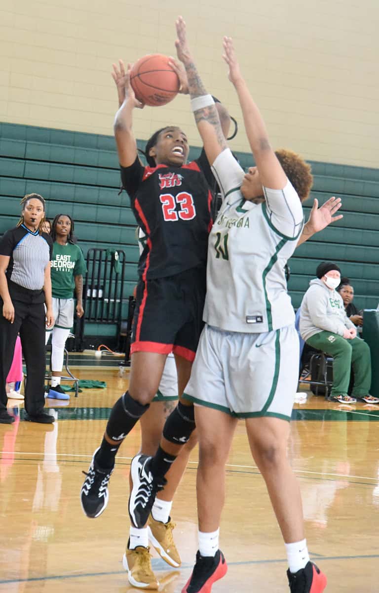 Jamiah Gregory (23) was the top scorer for the Lady Jets with 22 points against East Georgia.