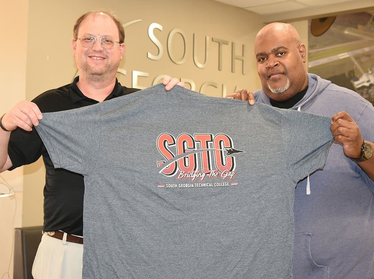 SGTC Aircraft Structural Instructor Jason Wisham is shown above with his graduate Kelvin Fowler, who is currently working for Lockheed Martin in Marietta.