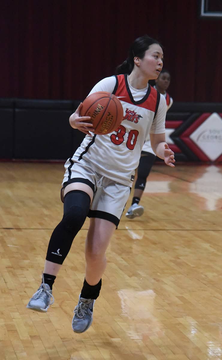 Mio Sakano (30) led the Lady Jets to the 99 – 43 win over Andrew College in the last regular season game of the year. The Lady Jets will host the NJCAA Region XVII tournament beginning Thursday, March 13 at 6 p.m.