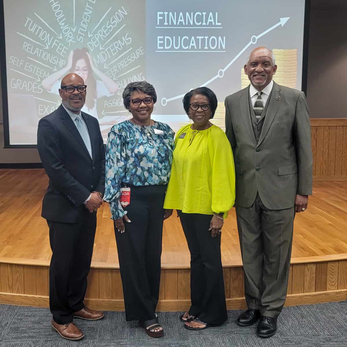 Pictured (l-r) are Carl M. Reid II, Tammy Hamilton, Cynthia Carter and Wallace Keese at the recent SGTC financial literacy workshop at the Crisp County Center.