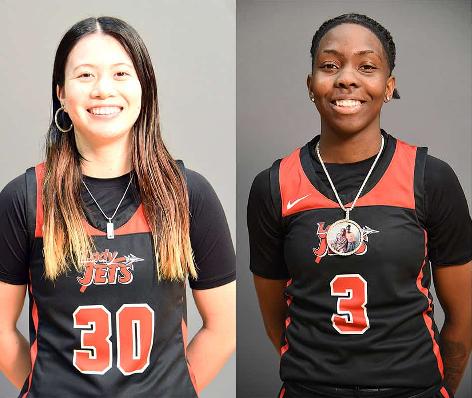 SGTC Mio Sakano (30) and Kaiya Carter (3) named NJCAA Region XVII MVP and to the All-Tournament team.